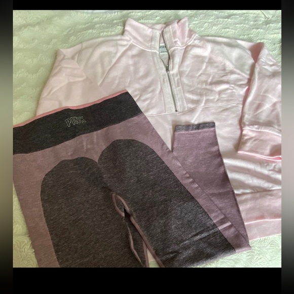Vs pink quarter zip pullover seamless high waist tight - Picture 1 of 11
